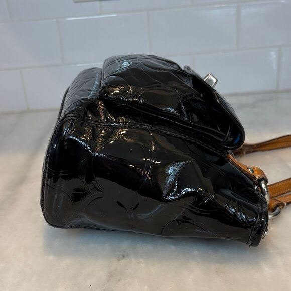 Coach Bag Purse Handbag Leather Leah Signature Embossed Patent Mini Tote Bag - Picture 8 of 16